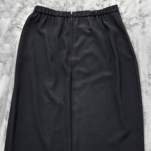 Vintage Skirt Womens 10 Black Polyester Pencil Maxi Front Leg Slit Back Zip Goth - Picture 4 of 8